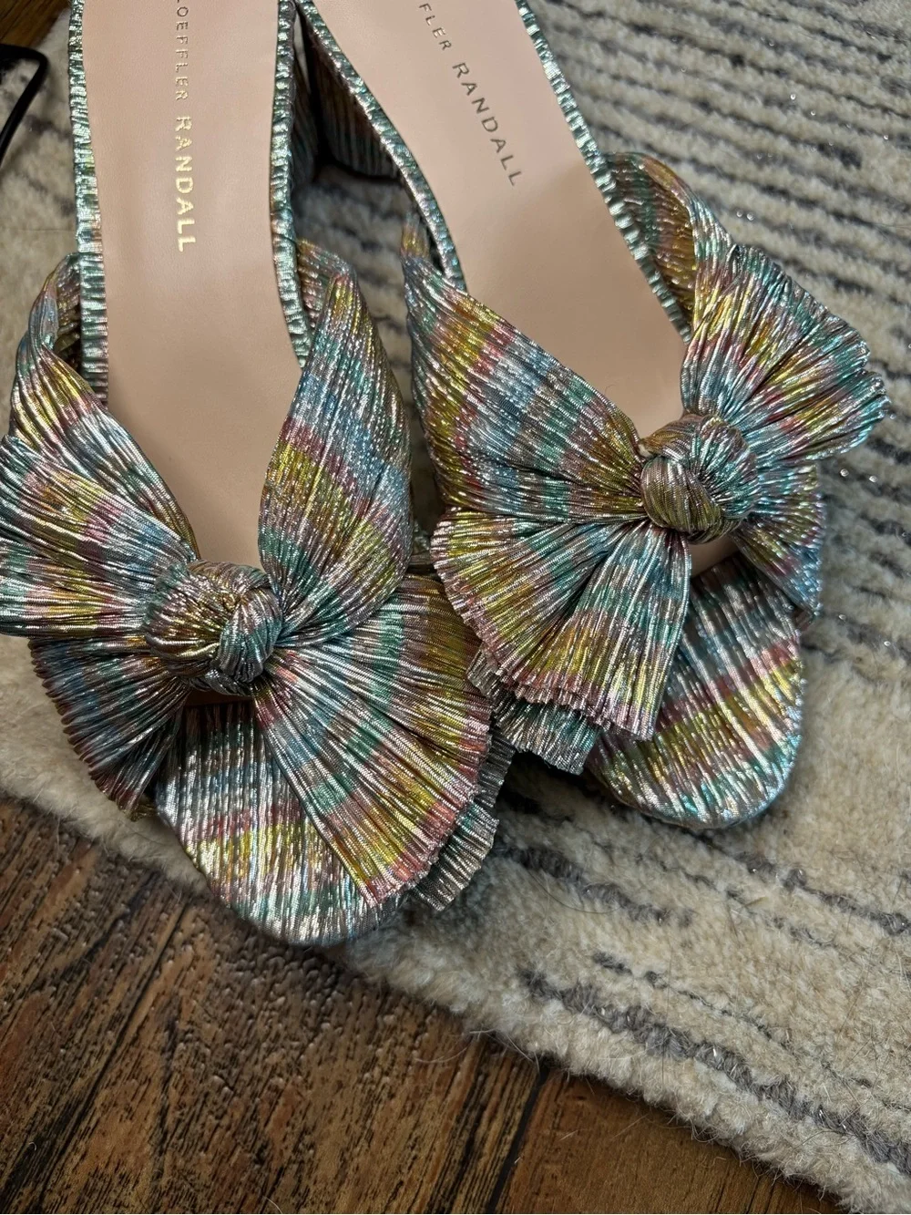 Loeffler Randall Emilia pastel candy stripe pleated bow heel